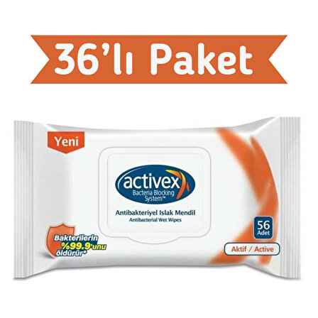 Activex Antibakteriyel Islak Mendil Aktif 56x36 2016 Yaprak