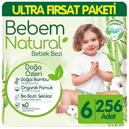 Bebem Natural Bebek Bezi Ultra Fırsat Paketi 6 Beden 64x4 256 Adet