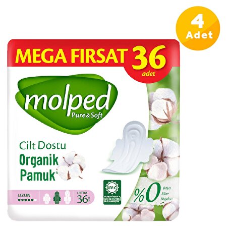 Molped Pure Soft Hijyenik Ped Uzun Mega Fırsat 36'lı 4 Paket
