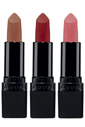 Avon Ultra Mat Marvellous Mocha, Red Supreme ve Pure Pink Üçlü Ruj Paketi