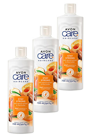 Avon Care Kayısı ve Shea Özü Şampuan ve Saç Kremi 700 Ml. Üçlü Set