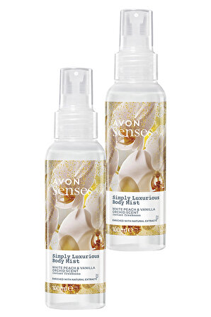 Avon Simply Luxurious Beyaz Şeftali ve Vanilya Orkide Kokulu Vücut Spreyi 100 Ml. İkili Set