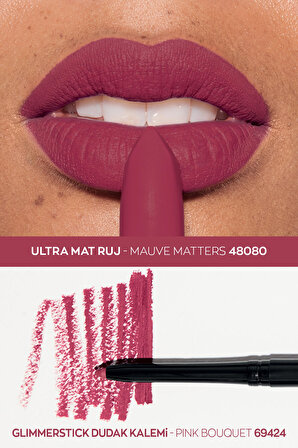 Avon Ultra Mat Ruj Mauve Matters ve Glimmerstick Dudak Kalemi Pink Bouquet Paketi