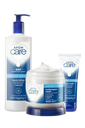 Avon Care Gliserin ve Badem Sütü içeren Yoğun Nemlendirici El, Yüz ve Vücut Kremi Paketi