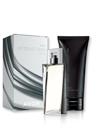 Avon Attraction Erkek Parfüm ve Attraction Desire Saç ve Vücut Şampuanı Hediye Seti
