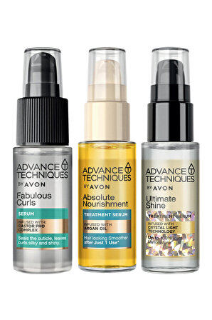 Avon Advance Techniques Argan Yağı Içeren, Parlaklık Veren ve Bukle Belirginleştirici Saç Serumu Paketi