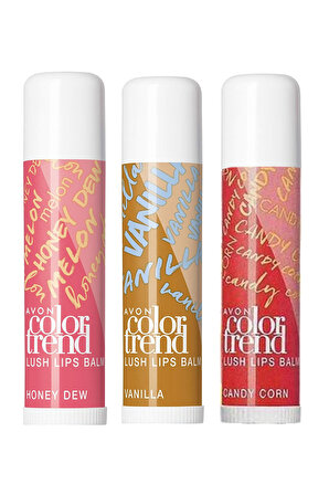 Avon Color Trend Lush Dudak Balmı Paketi Candy Corn, Honey Dew ve Vanilla