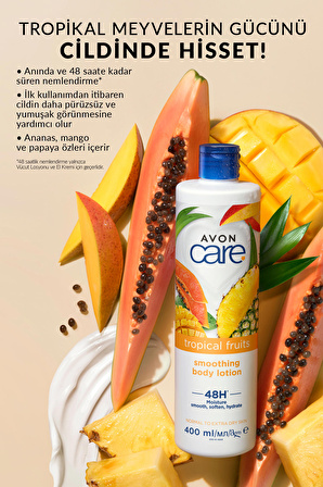 Avon Care Tropical Fruits Ananas, Mango ve Papaya Özlü Vücut Losyonu 400 Ml. İkili Set