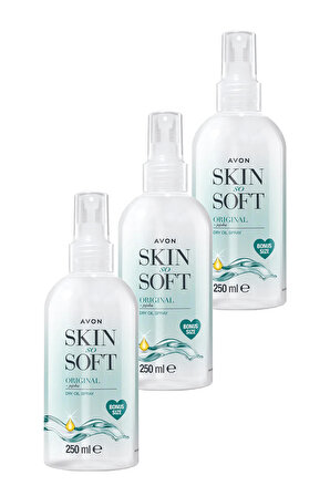 Avon Skin So Soft Orijinal Kuru Yağ Vücut Spreyi 250 Ml. Üçlü Set