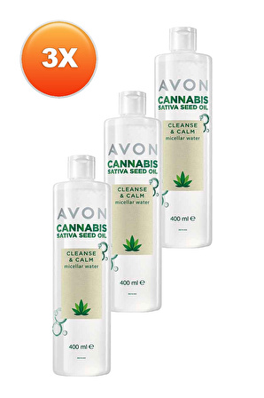 Avon Cannabis Sativa Tohumu Yağı Micellar Cilt Temizleme Suyu 400 Ml. Üçlü Set