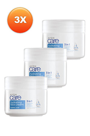 Avon Care 3 in 1 Hydrating E Vitaminli Normal Ciltler için Yüz Kremi 100 Ml.   Üçlü Set