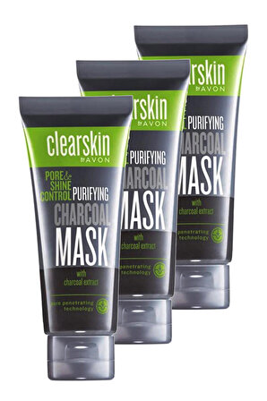 Avon Clearskin Pore Shine Kömür Maske 75 Ml. Üçlü Set