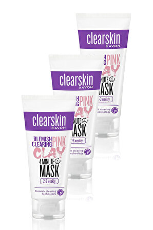 Avon Clearskin Blemish Clearing Leke Karsıtı Pembe Kil Yüz Maskesi 75 Ml. Üçlü Set