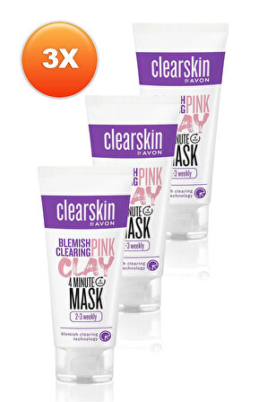 Avon Clearskin Blemish Clearing Leke Karsıtı Pembe Kil Yüz Maskesi 75 Ml. Üçlü Set