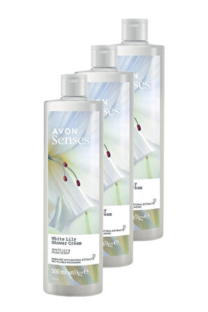 Avon Senses White Lily  Beyaz Zambak Kokulu Duş Jeli 500 Ml. Üçlü Set