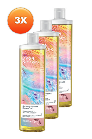 Avon Senses Getaway Dreams Deniz Tuzu Ve Güneş Çiçeği Kokulu Duş Jeli 500 Ml. Üçlü Set