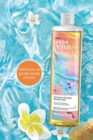 Avon Senses Getaway Dreams Deniz Tuzu Ve Güneş Çiçeği Kokulu Duş Jeli 500 Ml. Üçlü Set