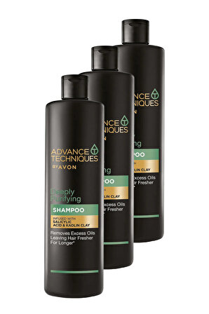 Avon Depply Purifying Yağlı Saçlar için Arındırıcı Şampuan 400 Ml. Üçlü Set