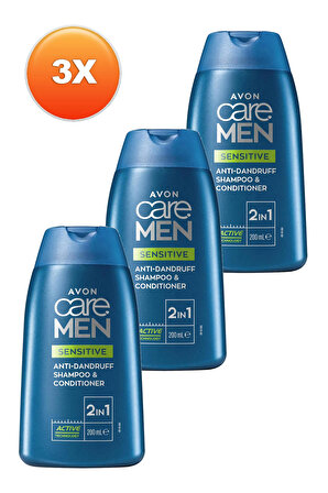 Avon Care Men Sensitive 2'si 1 Arada Kepek Önleyici Şampuan ve Saç Kremi 200 Ml. Üçlü Set
