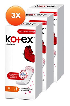 Kotex 3x18'li Günlük Ped