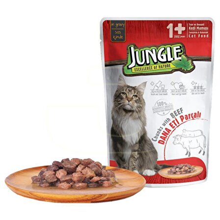 Jungle Pouch Gravy Soslu Biftekli Yaş Kedi Maması 100 Gr