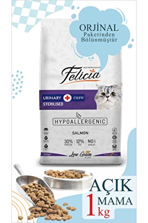1 Kg Vakumlu Poşet Felicia Düşük Tahıllı Kısırlaştırılmış Somonlu HypoAllergenic Kedi Maması