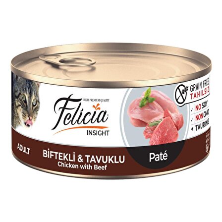 Felicia Biftekli-Tavuklu Kıyılmış Tahılsız Kedi Konservesi 85 gr