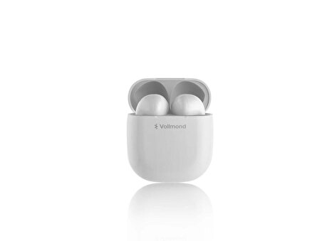 Vollmond VL201 Bluetooth 5.3 IPX6 Level Suya ve Tere Dayanıklı Tasarım TWS Kablosuz Kulaklık Beyaz 