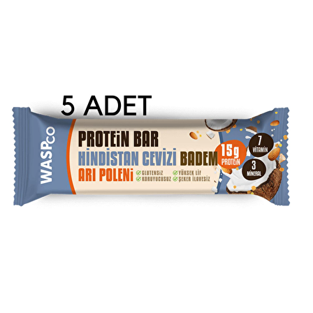 WasPco Hindistan Cevizi & Badem Protein Bar 5 Adet