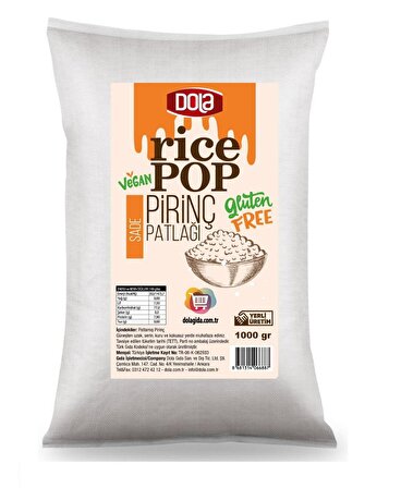 Dola Rice Pop Glutensiz Pirinç Patlağı Sade 1 kg Şekersiz Dökme