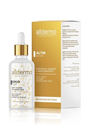 Alldermo Gold Kırışıklık Karşıtı Hyalüronik Asit 30 Yaş + Gece-Gündüz Yüz ve Boyun Serumu 30 ml 