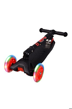 Katlanabilir Işıklı Maxi Scooter 3 Tekerlekli - Siyah