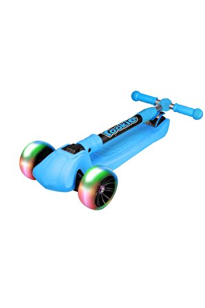 Katlanabilir Işıklı Big Foot Scooter 3 Tekerlekli - Mavi