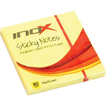 İnox 75X75 Yapışkanlı Not Kağıdı Fosforlu Sarı 80 Yp.
