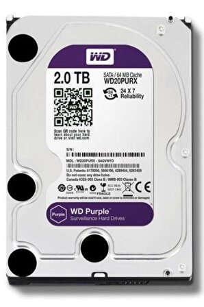 WD Purple WD20PURX 3.5 inç 2 TB 5400 RPM Sata 3.0 Harddisk 