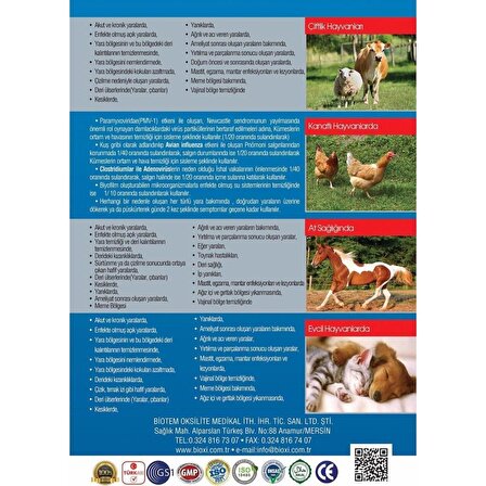 Bioxi Animal Health 150 Ml. (Hayvan Yara Bakım Ve Temizleme Solusyonu)