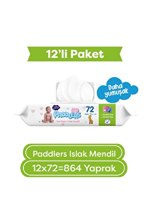 Paddlers Islak Mendil 72 x 12 li Koli(864 Yaprak)