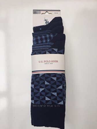 Erkek Çorap U.S. Polo Assn.5 Lİ Lacivert Üzeri Desenli