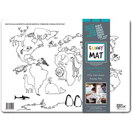 Funny Mat Dünya Dilsiz Haritası & Hayvanlar Alemi 1106