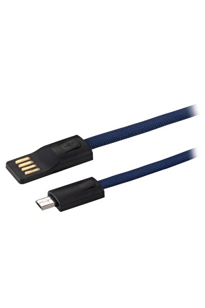 MF Product Jettpower 0047 Metal Başlıklı Örgülü 3A Micro Usb Hızlı Şarj Kablosu 20 cm Mavi