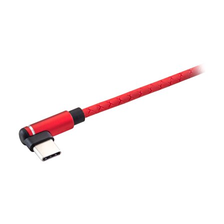 MF Product Jettpower 0063 Silikon L Tipi 2.4A Type-C Hızlı Şarj Kablosu 1 m Kırmızı