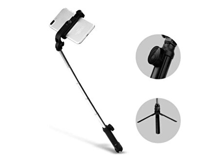 MF Product Fit N Joy 0506 Selfie Çubuğu Tripod Bluetooth Uzaktan Kumandalı Telefon Tutucu
