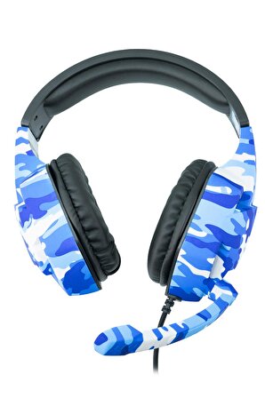 MF Product Strike 0540 Kablolu Kulaküstü Kamuflajlı Oyuncu Kulaklığı Mavi