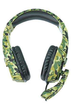 MF Product Strike 0541 Kablolu Kulaküstü Kamuflajlı Oyuncu Kulaklığı Yeşil