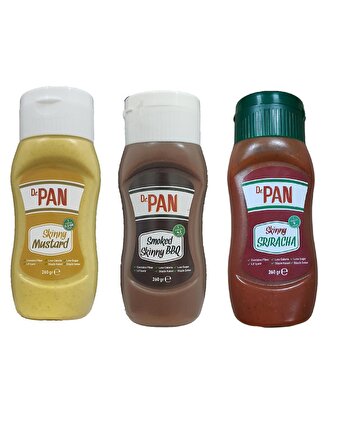Dr. Pan 3'lü Şekersiz Set Hardal-Barbekü-Sriracha Sos Şekersiz Düşük Kalorili 260g 3 Adet