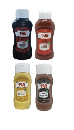 Dr Pan 4'lü Şekersiz Set Ketçap-Hot Chili-Hardal-Barbekü Sos Şekersiz Düşük Kalorili