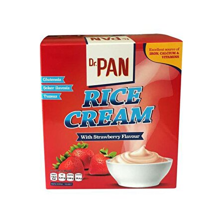 Dr.Pan 2'li Pirinç Kreması 400g 2 Adet Rice Cream - Çilek ve Vanilya Aromalı