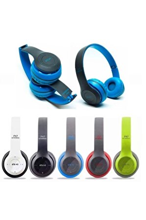 Samsung,android Ve Xiaomi Telefonlarla Uyumlu Mavi Bluetooth Wireless Kulaküstü Kulaklık P47