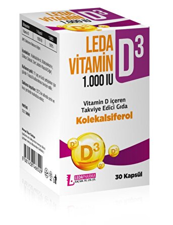 Leda Vitamin D3 1000 IU 30 Kapsül