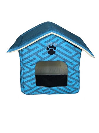 Lepus Kulübe Kapalı Mavi Küçük Irk Köpek Yatağı